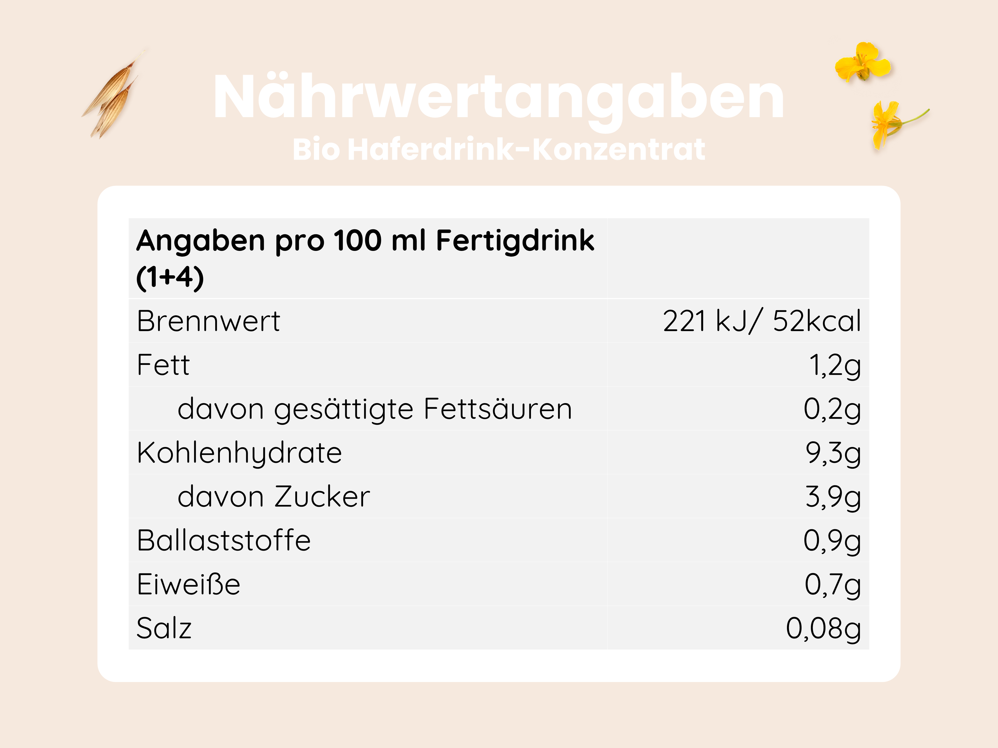 Bio Haferdrink Konzentrat (0,2L ergibt 1,0L)